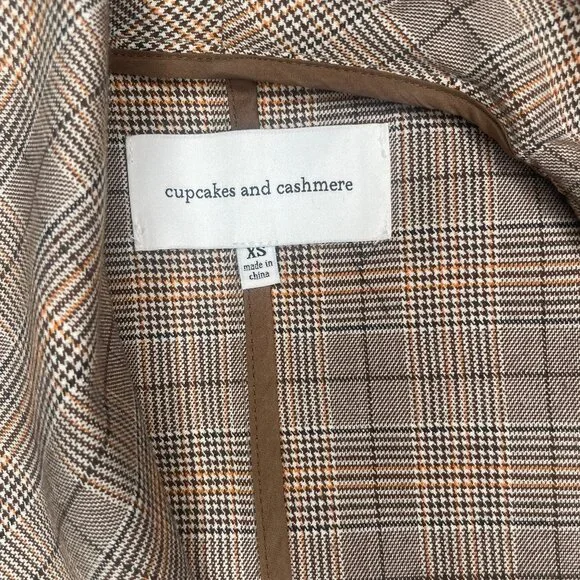 cupcakes and cashmere Plaid Drape Front Trench Coat XS - Picture 11 of 16